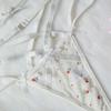 Popular na Amazon, fornecedor do eBay, fábrica de conjuntos de sutiã sexy de três peças com estampa pequena, lingerie sexy europeia e americana