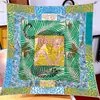 Lenço Quadrado Grande Juma 90 Versão Taiwanesa Estampado Exquisito Borda Enrolada em Ângulo Reto Lenço de Seda Seda Sarja de Hangzhou Lenço de Cabeça para Mulheres Lenço