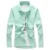 2026 Comercio Exterior Transfronterizo Moda Casual de Primavera y Otoño para Hombre Camisa de Manga Larga de Color Sólido con Cuello Estampado de Moda para Hombre