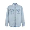 Camisa jeans workwear americana retrô lavada com efeito desgastado para homens e mulheres, novo estilo de outono, jaqueta de marca versátil casual solta e moderna