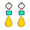 ZA novo simples retro geométrica cor resina brincos moda costura brincos gota S925 brincos de agulha de prata