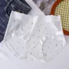 Calcinha Feminina Floral Sem Costura Estilo Pastoral de Seda Gelada 10A Antibacteriana de Seda de Amora Entrepernas Estendida Respirável com Toque Fresco