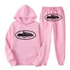 Sudadera con Capucha y Pantalón Casual con Estampado Clint419 Patrón Prisión del Diablo Europeo y Americano Conjunto de Dos Piezas para Hombre y Mujer