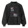 Sudadera con Capucha Redonda Lavada Desgastada Estampado de Foto de Letra para Hombre Primavera y Otoño Holgada Tendencia Streetwear Top Deportivo