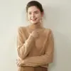 26 Novo Suéter de Base Tricotado em Cashmere de Cor Sólida Outono/Inverno para Mulheres, Gola Alta, Camada Interna Quente, Corte Justo, Amigo da Pele