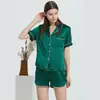 Oferta de Liquidação de Pijama com Bordado de BorboletaShorts de manga curta, sem trocas ou devoluções, camisola de seda de verão para mulheres, pijama de seda de amoreira