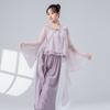 Ropa de Danza Clásica para Mujer, Estilo Nuevo, Conjunto de Dos Piezas Holgado y Fluido, Estilo Chino, Ropa de Práctica Etérea, Ropa Diaria, Top de Atuendo para Actuación