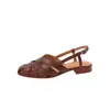 Sandalias Romanas cerradas de estilo francés retro para mujer, tacón bajo, caladas, transpirables, artísticas, estilo Mori, sandalias de verano vacías de cuero genuino