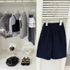 Calça de perna larga azul marinho nova para meninas, design original, estilo casual, calça versátil para outono e inverno