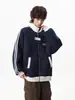 Chaqueta de retazos estilo americano de moda transfronteriza con cremallera y solapa para hombres y mujeres, primavera y otoño, retro, holgada, para pareja, versátil, con capucha y forro de terciopelo