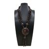 Collar largo bohemio transfronterizo de cuentas de madera estilo algodón y lino hecho a mano con concha de coco en forma de Y collar de playa femenino venta al por mayor madera