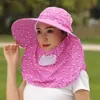Chapéu de Proteção Solar Completa, Máscara Facial Respirável, Proteção para o Pescoço, Chapéu de Sol Integrado, Chapéu de Sol Anti-UV para Exterior para Mulheres, Verão