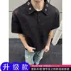Camisa polo bordada retro americana, camisa de verano para hombre de manga corta con cuello, camiseta con un look limpio y sofisticado