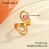 Anel Europeu e Americano Ins de Alto Padrão em Aço Inoxidável Banhado a Ouro Real Incrustado com Zircônia Exquisito Leve Luxo Cruzamento de Jóias de Mão Atacado