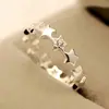 Anillo de Zirconia Cúbica Fresca Estilo Coreano Superficie Lisa Incrustado Diamante Estrella de Cinco Puntas Abierto Ajustable Anillo para Dedo Venta al por Mayor