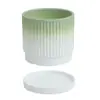 Moderno nórdico simple redondo bonsái estilo ins rábano verde hogar rayado artístico agujero transpirable maceta de cerámica