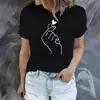 2025 Verão Europeu e Americano Amazon Transfronteiriço Mais Vendido Novo Estampado Gola Redonda Tamanho Grande Manga Curta Camiseta Tops