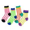 Z178 Calcetines Infantiles al por Mayor Verano Finos Rayas con Letras Medias para Bebé Algodón Transpirables Calcetines de Malla para Niños y Niñas