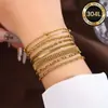 Pulsera de Acero Inoxidable 304L Nuevo Set para Mujeres Acero de Titanio Moda Simple Chapado al Vacío en Oro de 18K Cadena Lisa Clásica