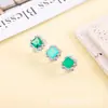 Anillo Cuadrado de Cristal Azul Estilo Europeo y Americano Moda Gema de Imitación Color Paraíba Fabricante Mayorista en Stock