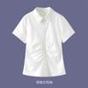Camisa jk de cintura puro deseo diseño plisado chica hot manga corta top de verano adelgazante corte ajustado sexy top blanco para mujer