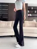 Pantalones deportivos de nuevo estilo para Otoño/Invierno 2026, 500g, forrados de polar, con rayas verticales, diseño acanalado y pierna ligeramente acampanada, diseñados para ceñir la cintura