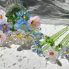 Zibo Glassware Buquê de Flores Pequenas Puro Feito à Mão com Flores de Vidro Importadas, Vaso Pequeno de Luxo Leve, Presente de Flores Pequenas Artificiais