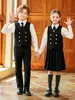 Conjunto de uniforme escolar estilo británico para niños, uniforme de clase de actuación de escuela primaria, vestido de jardín de infantes para niños y niñas, atuendo formal para actuación de coro del Día del Niño