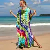 Camisa Protectora Solar de Playa Estampada de Rayón Europea y Americana al por Mayor, Vestido Sexy Holgado de Vacaciones, Cubre Traje de Baño Bikini