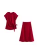 ZA Comercio Exterior 2025 Primavera Nuevo Estilo Europeo y Americano Moda Femenina Elegante Casual Suave Top Conjunto de Vestido Midi