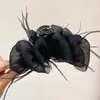 Novo Prendedor de Cabelo para Rabo de Cavalo Feminino de Verão Borboleta Elegante Malha de Diamante Brilhante Estilo Elegante Prendedor de Tubarão para Cabeça Versátil