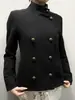 Abrigo de lana retro estilo coreano, estilo universitario, de cuello alto, abotonado, versátil y de moda casual para otoño e invierno