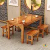 Mesa y Silla de Restaurante Comedor Mesa y Silla de Comida Rápida Restaurante de Fideos Retro Snack Bar Parrillada Restaurante de Hot Pot Juego de Mesa y Silla Comercial Carbonizado