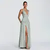 Amazon Estilo Europeo y Americano 2026 Nuevo Elegante Vestido de Noche con Abertura Elegante Halter Bodycon Sexy Espalda Descubierta