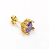 Brincos de aço titânio com zircônia oval incrustada de quatro garras senso de nicho de alta qualidade de personalidade brincos simples masculinos e femininos joias de ouvido
