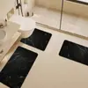 Alfombrilla de inodoro en forma de U fácil de limpiar, alfombrilla de suelo de mármol absorbente de lujo de tierra de diatomeas para baño, a prueba de salpicaduras, juego de tres piezas resistente a la suciedad