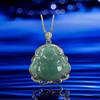 Pingente Incrustado de Jade Natural, Pingente de Dragão Folha de Jade Água Azul com Escultura Sombreada, Pingente Redondo, Suprimento para Transmissão ao Vivo, Pode Ser Enviado em Nome de Outros