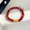 Transmissão ao Vivo do Mesmo Anel de Diamante Pulseira de Ágata Vermelha Pixiu para Mulheres, Pulseira Vermelha da Moda para o Ano de Nascimento, Presente de Alto Padrão para Namorada