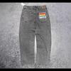 Comércio eletrônico transfronteiriço Empire Denim Skate Preto Puro Big Boy Jeans Bordado Resistente ao Desgaste Tubo Reto Calças Soltas
