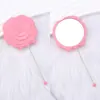 Espejo de Maquillaje de Mano con Forma de Rosa Creativa, Espejo de Tocador Portátil con Superficie de Espejo de Alta Definición con Cuentas DIY, Al por Mayor en Stock