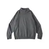 Suéter tejido casual de cuello alto moderno estilo americano, unisex, adecuado para primavera y otoño, corte holgado, color liso simple, versátil y con un estilo relajado y despreocupado.