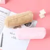 Estojo Criativo Estilo Coreano, Pequeno Estojo Octogonal de Pelúcia Fresco e Fofo para Menina, Bolsa Simples de Armazenamento com Coração de Menina para Estudante