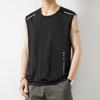 Colete Masculino de Seda Gelada Verão Esportes Fitness Camada Base Ombro Largo Treino Camiseta Fina Sem Mangas Colete Secagem Rápida Moda Masculina