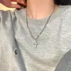 Collar de Zirconita Cruzada de Lujo Ligero para Mujer Otoño e Invierno Hip-Hop Moderno Genial Accesorio Ins Cadena Simple para Ropa de Calle Versátil