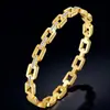 Pulsera de Acero Inoxidable con Diseño Cuadrado y Diamantes, Pulsera de Acero de Titanio para Mujer con Cierre, Pulsera de Moda, Joyería Transfronteriza, Estilo Lujo Ligero