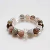 [Estrellas Brillantes] Pulsera de Cristal Blanco Natural para Mujer Versátil Oro Negro Super Siete Pulsera de Luz de Luna Gris Venta al por Mayor