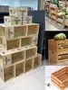 Caja de Madera Retro Marco de Madera Caja de Almacenamiento de Madera Maciza Exhibición Bolso de Supermercado Cesta de Madera Caja Rectangular de Madera Caja para Vino Tinto Estante