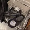 Chinelos Brilhantes com Strass para Aumentar a Altura para Mulheres, Solado Grosso de EVA Macio, Antiderrapante, Sapatos de Praia, Tamancos de Nicho High-End