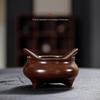 Fornalha Xuande de duas orelhas grande forno de cerâmica vermelha estilo retrô estilo Zen sala literária corredor elegante mesa de escritório decoração de mesa