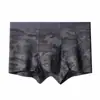 Nova Roupa Íntima Masculina de Seda Gelada com Toque Fresco 10A Antibacteriana Verão Camuflagem Malha Boxer Briefs Sem Costura Cintura Média Roupa Íntima Masculina
